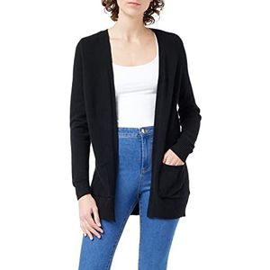 ONLY ONLLESLY Lang gebreid vest met zakken, stretch, casual, lange mouwen, ONLLESLY Open Cardigan Noos geribbeld, kleuren: zwart, maat: XL, zwart (zwart), XL