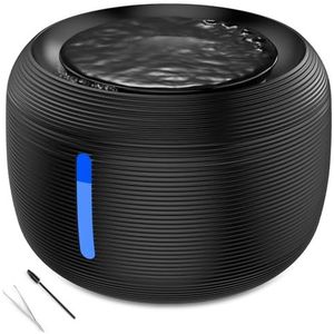 Pawaboo Cat Water Fountain for Drinking, 2.5L Cat fountain with LED Water Level Window & Adjustable Pump, Automatic Electric Water Fountain Cat Bowl with 3 Activated Carbon Filters, Ultra Silent,Black