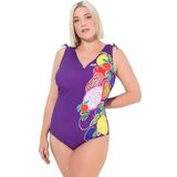 Ulla Popken - Badpak - Geel - Groen - Donkerlila - Rood