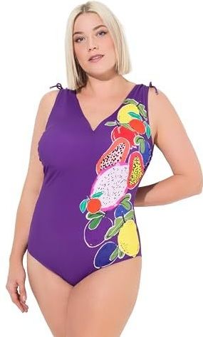 Ulla Popken - Badpak - Geel - Groen - Donkerlila - Rood
