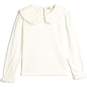 Koton Girls's Brede Peter Pan-hals Lange Mouwen Elastische Manchetten Blouse, Wit (000), 6-7 Jaar