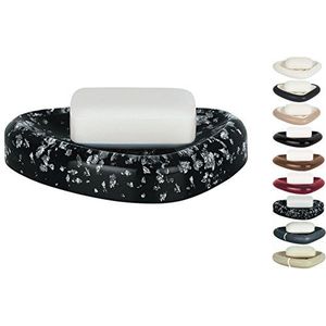 Spirella Zeepbakje steenlook decoratieve badkameruitrusting zeepbakje ""Etna"" afmetingen: 15 x 11 x 3 cm - zwart glitter