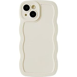 Caseative Effen kleur krullend golfframe zacht compatibel met iPhone-hoesje (wit, iPhone 13 Pro Max)