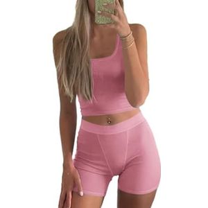 AYWA casual workout sets tweedelige outfits voor vrouwen geribbelde crop tank top hoge taille leggings sportkleding, S