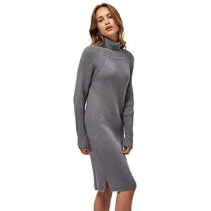 Minus Dames, Ava gebreide turtleneck jurk, gebreide jurk met rolkraag, 112 lichtgrijs melange, XXL