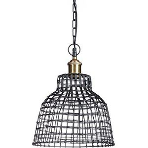 Relaxdays hanglamp lampenkap smeedijzeren rooster vogelkooi h x d: ca. 132 x 28 cm plafondlamp design zwart