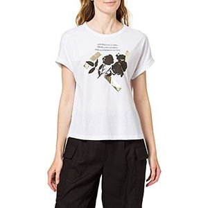 s.Oliver T-shirt voor dames, Wit geplaatste bloemenprint, 38