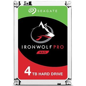 Seagate IronWolf Pro 4 TB NAS interne harde schijf 3,5 inch, 7200 u/min, 128 MB cache, SATA 6 Gb/s, zilver, incl. data redding service, bulk, ST4000NE0025