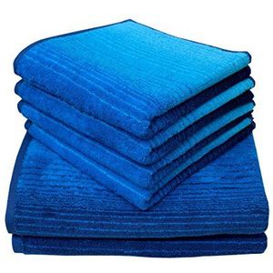 Dyckhoff 0768596400 handdoekenset, douchehanddoeken 70x140 cm, 4 handdoeken 50x100 cm, 6-delig, blauw