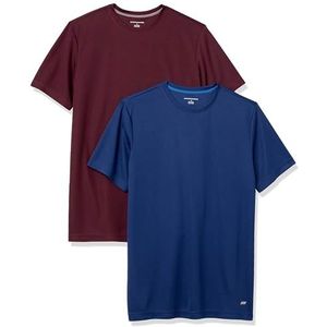 Amazon Essentials Active Performance Tech T-shirt voor heren (verkrijgbaar in Big & Tall), set van 2, bordeaux/marineblauw, X-Large