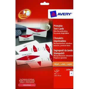 Avery L4794-10 printbare tentkaart - Pack van 5