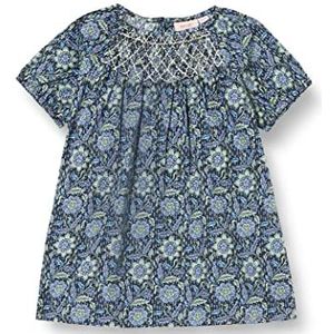 Noa Noa miniature Babymeisjes Airy Cotton korte mouwen, knielengte jurk, Print blauw, 12 Maanden