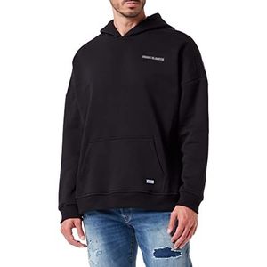 Urban Classics Herenpullover met capuchon, oversized logo, hoody voor mannen, met Urban Classics logo-print op voor- en achterkant, verkrijgbaar in 2 kleuren, maten S - 5XL, zwart, M