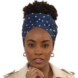 Olivia Sylx Head Wraps voor zwarte vrouwen - Afrikaanse haarwikkel & haarsjaal - jersey haartulbanden voor vrouwen - zachte en ademende hoofddoek, Blauwe Polka, one size