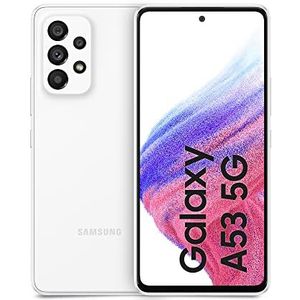 Samsung Galaxy A53 5G Android Smartphone Infinity-O FHD+ Super AMOLED 6,5 inch-scherm, 6 GB RAM en 128 GB uitbreidbaar intern geheugen, batterij 5000 mAh, wit, (Awesome White) [Italiaanse versie].