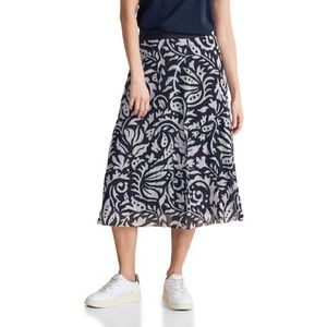 STREET ONE Mesh geplooide rok print, blauw (deep blue), 46