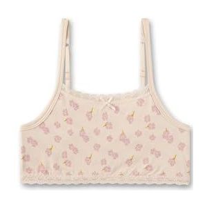 Sanetta Meisjesbustier Beige | Comfortabele en comfortabele bustier voor meisjes van katoen-modal mix. Ondergoed met verstelbare bandjes en bloemen-allover | Meisjes Bustier, beige, 164 cm