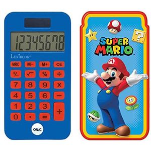 Lexibook C45NI Pocket Super Mario, conventionele en geavanceerde rekenmachinefuncties, stevige beschermhoes, met batterij, rood/blauw