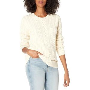 Amazon Essentials vrouwen visser kabel ronde hals trui,crme,XS-S