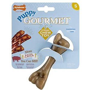 Nylabone Maximum Force Extreme Tough Extreme kauwspeelgoed voor puppy's, gourmet botten, kauwspeelgoed voor volwassenen, met smaak, extra spek, klein, voor puppy's, 0-11 kg