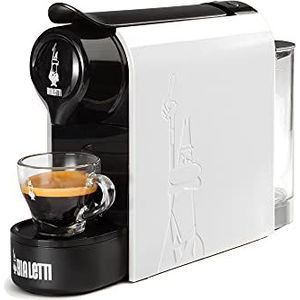 Bialetti Gioia, espresso-koffiezetapparaat voor aluminium capsules, supercompact, 500 ml container, 1200 W, wit