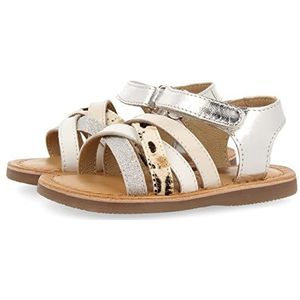 Houdan sandalen van leer met dierenprint in zilver voor meisjes, Foema gorro graduación, 22 EU