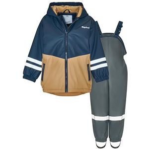 Playshoes Tweedelig regenpak met fleecevoering, gevoerd modderpak, okergrijs, 128