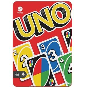 Mattel Games UNO Kaartspel voor kinderen en het hele gezin, verzamelblikje met 112 kaarten en spelregels, een geweldig cadeau voor spelers vanaf 7 jaar. HGB63