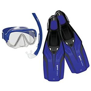 Mares Aquazone Nateeva Keewee Set bestaande uit masker, snorkel en snorkelvin voor volwassenen, blauw, M/L