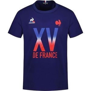 Le Coq Sportif Uniseks T-shirt - XV uit Frankrijk, Blauw, XS