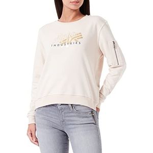 ALPHA INDUSTRIES Dames Gold Logo Sweater Jet Stream White, Jet Stream White, S