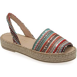 39 Multicolored 2 Emmanuela Kleurrijke espadrilles gemaakt van gebreide stof, middelhoge boho chique slingback zomer schoenen, hoogwaardige slip-on peep-teen espadrilles, handgemaakt en hand genaaid in Griekenland
