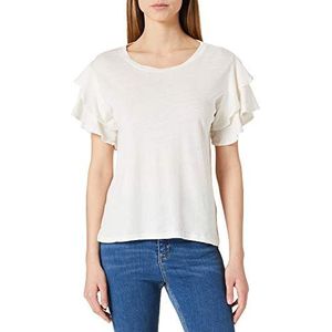 Mexx Dames Flutter Sleeve Linen T-shirt, off-white, L