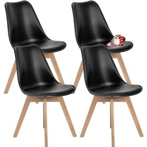 DUMOS Eetkamerstoelen, set van 4, elegante en mooie moderne stoelen, eetkamerstoelen, eetkamerstoelen, eetkamerstoelen, geschikt voor keuken, woonkamer, slaapkamer (zwart)