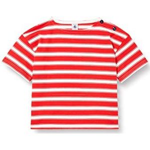 Petit Bateau T-shirt voor meisjes, Peps rood/wit marshmallow, 10 Jaar