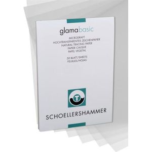 Schoellershammer Honsell 25508 Glama Microdraft, zeer transparant tekenpapier, DIN A4-blok met 50 vellen, 90-95 g/m², voor technische tekeningen, schetsen met potlood, viltstift, inkt