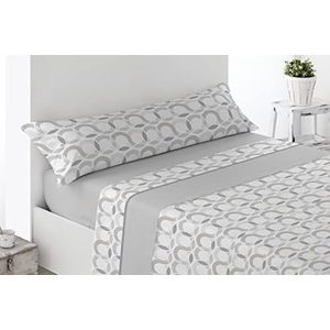 Miracle Home. Acari beddengoedset, 4-delig, hoeslakens en twee kussenslopen, 50% katoen, 50% polyester, 180 x 200 cm, grijs