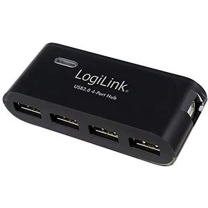 4-poorts USB 2.0 HUB in elegant zwart, ideaal voor uitbreiding van je connectiviteit. Inclusief voeding en USB-kabel, perfect voor de stroomvoorziening van je apparaten.