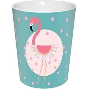 infinite by GEDA LABELS (INFKH) Beker flamingo stippen porseleinen mok V-mok, porselein, turquoise/roze, 8,5 x 8,5 x 10 cm