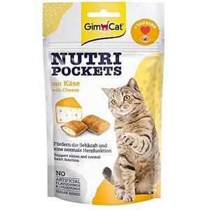 GimCat Nutri Pockets kaas - Knapperige kattensnack met crèmige vulling en functionele ingrediënten - 1 zak (1 x 60 g)