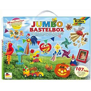 folia 50915/1 Jumbo knutselkoffer met 107 delen, enorme keuze aan knutselmaterialen voor kinderen en volwassenen
