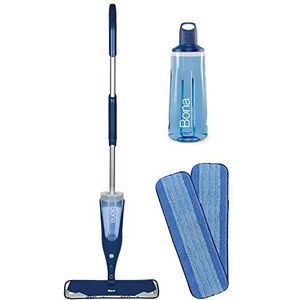 Bona Premium Spray Mop - Dweilsysteem - Vloerwisser Inclusief Houten Vloer Reiniger & 2 X Microvezel Reinigingspad - Streeploos - Sneldrogend