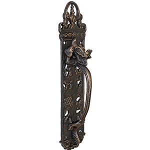 Design Toscano De Durley House Dragon Gothic Decor deurklink Push Plate, 30 cm, gietijzer, bronzen afwerking