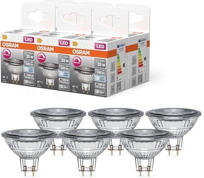 OSRAM LED Spot Reflector Superstar MR16 35 dimbaar, 4000 K neutraal wit, 3,4 W, GU5.3, 36°, 345 lm, 25.000 h, laagspanning, voor spotverlichting,6-Pack