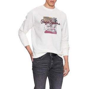 Pepe Jeans Heren Melbourne Sweat Sweater, Wit (Off White), XL, Wit (Off White), XL