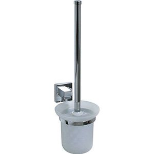 Fackelmann toiletborstel met houder MARE, wc-set, wc-borstel met verchroomde wandhouder (kleur: zilver/melkachtig), hoeveelheid: 1 stuk