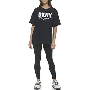DKNY Dames Bold Script Logo Oversized T-shirt, zwart/wit, S, zwart/wit, S