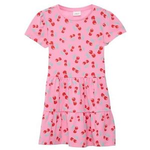 Jurk - A-lijn - Jersey - Met Pofmouwtjes - Ronde Halslijn