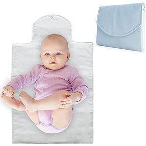 Duffi Baby Draagbare aankleedmat van imitatieleer. Opvouwbare aankleedmat voor pasgeborenen. Reisaankleedmat, waterdicht, zacht gevoerd, wandelingen, cirkels, kleur, blauw, klein