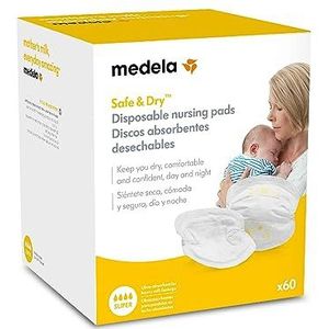 Medela 0080323 zoogkompressen, wegwerp, ideaal tegen melkverlies, wit/geel, 60 stuks